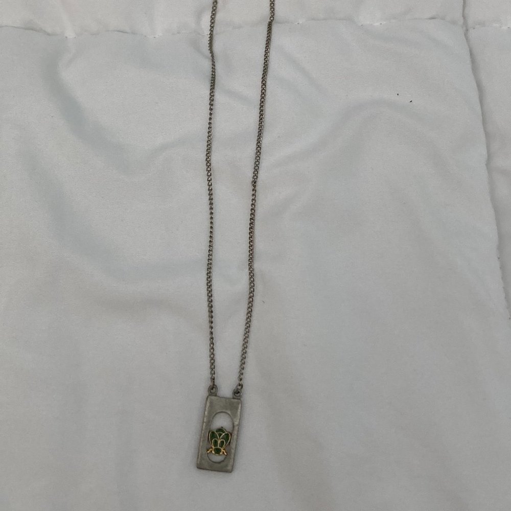 Vintage green bee necklace